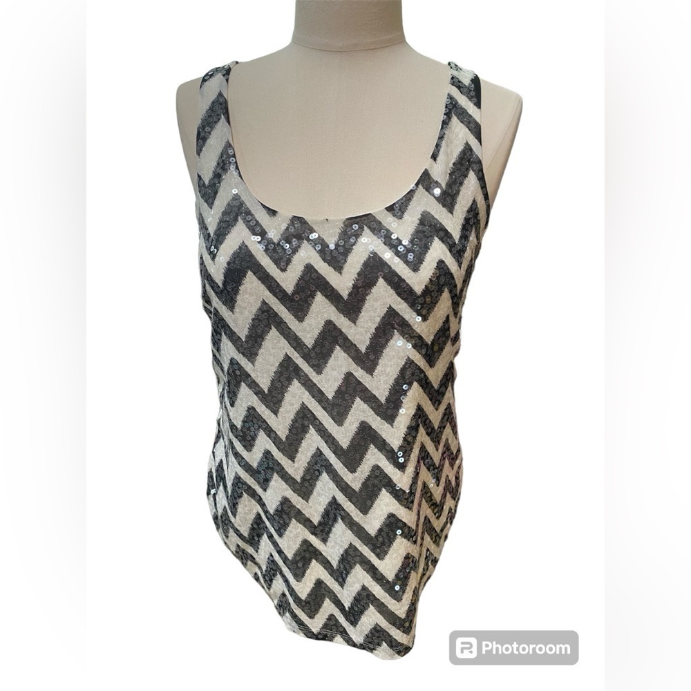Express Sequined Chevron Pattern Sleeveless Top S… - image 1